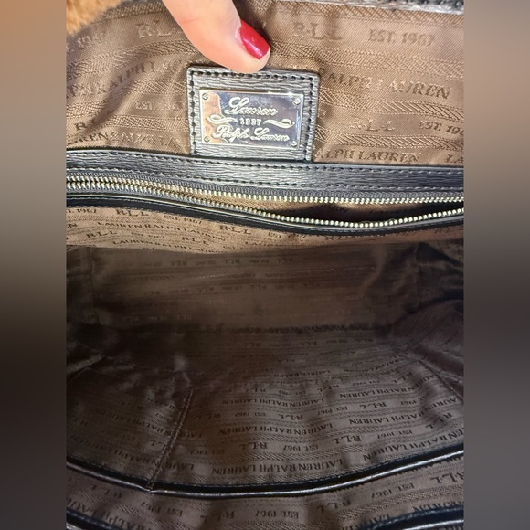 EUC Lauren Ralph Lauren Newbury Classic Black Leather Gorgeous Tote - Picture 16 of 16